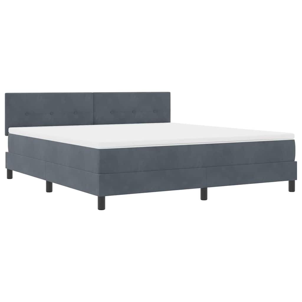 LED Box Spring Krevet s madracem Tamno siva 180 x 200 cm Baršun