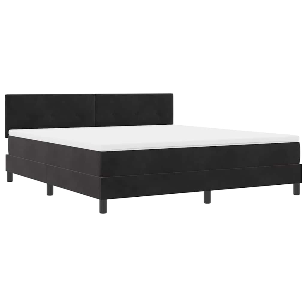 LED Box Spring Krevet s madracem Crna 180 x 200 cm Baršun