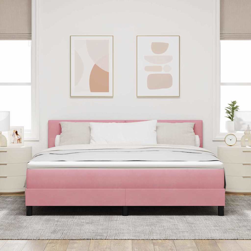 LED Box Spring Krevet Ružičasta 180 x 200 cm Baršun