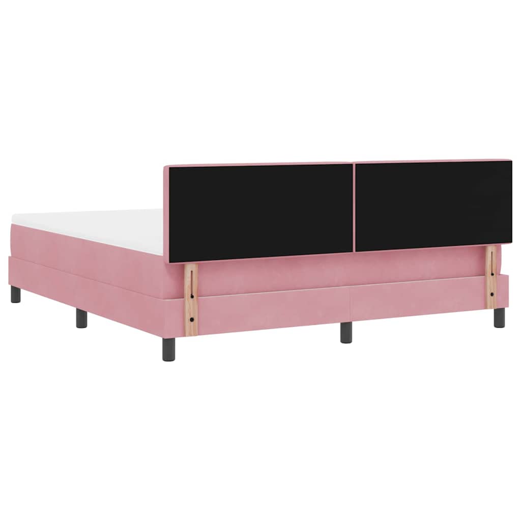 LED Box Spring Krevet s madracem Ružičasta 180 x 200 cm Baršun