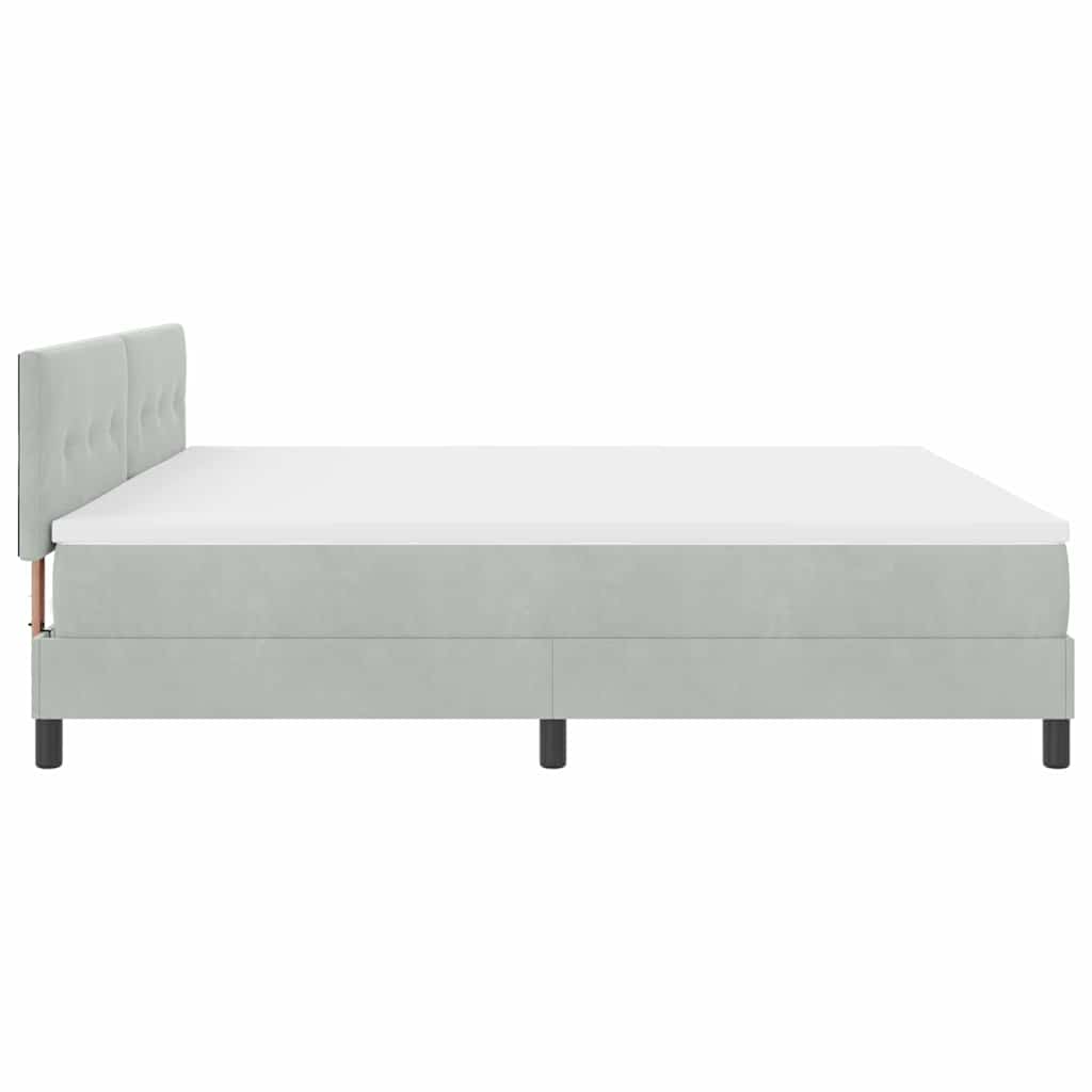 LED Box Spring Krevet Svijetlo siva 200 x 200 cm Baršun