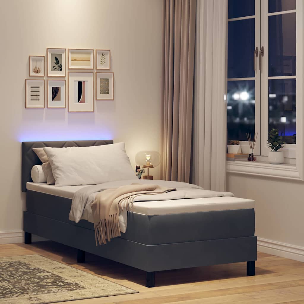 LED Box Spring Krevet Tamno siva 80 x 200 cm Baršun