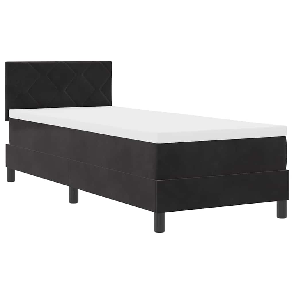 LED Box Spring Krevet s madracem Crna 80 x 200 cm Baršun