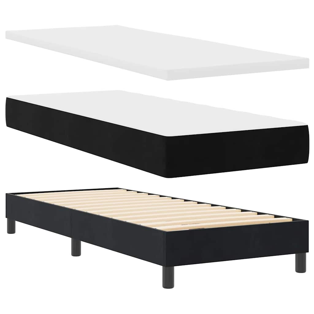 LED Box Spring Krevet s madracem Crna 80 x 200 cm Baršun