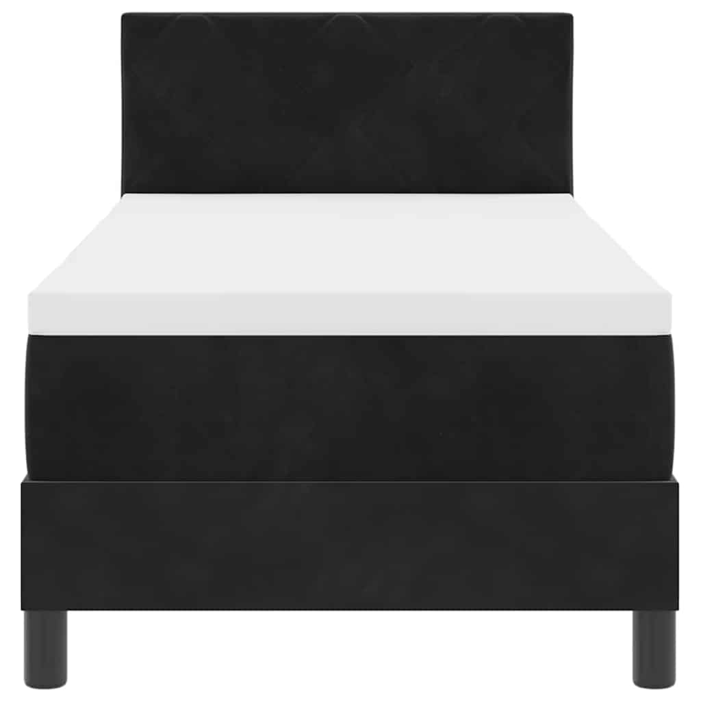 LED Box Spring Krevet s madracem Crna 80 x 200 cm Baršun