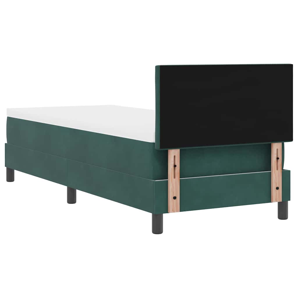LED Box Spring Krevet s madracem Tamnozelena 80 x 200 cm Baršun