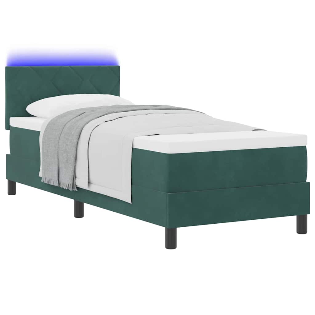 LED Box Spring Krevet Tamnozelena 80 x 200 cm Baršun