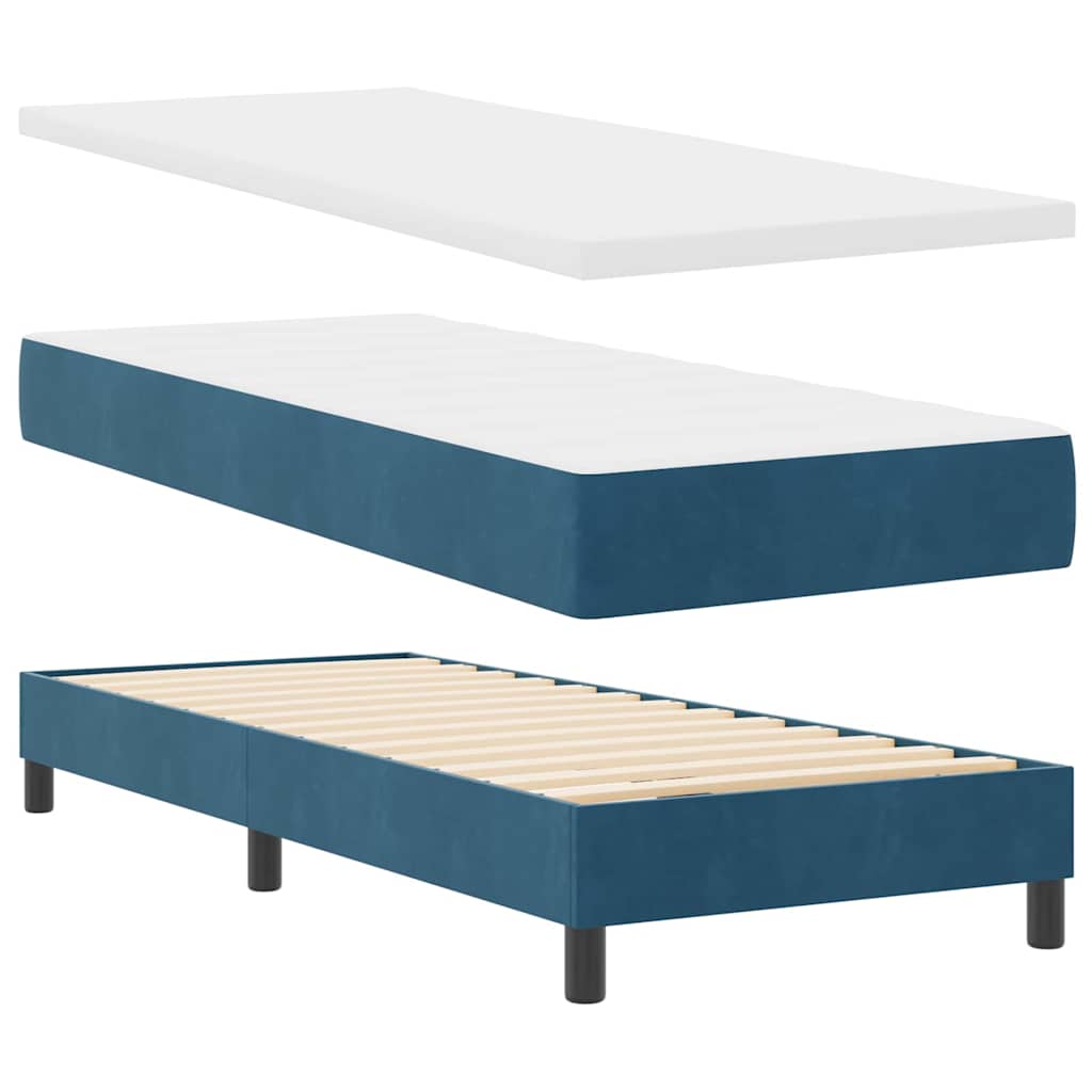 LED Box Spring Krevet s madracem Tamno plava 80 x 200 cm Baršun
