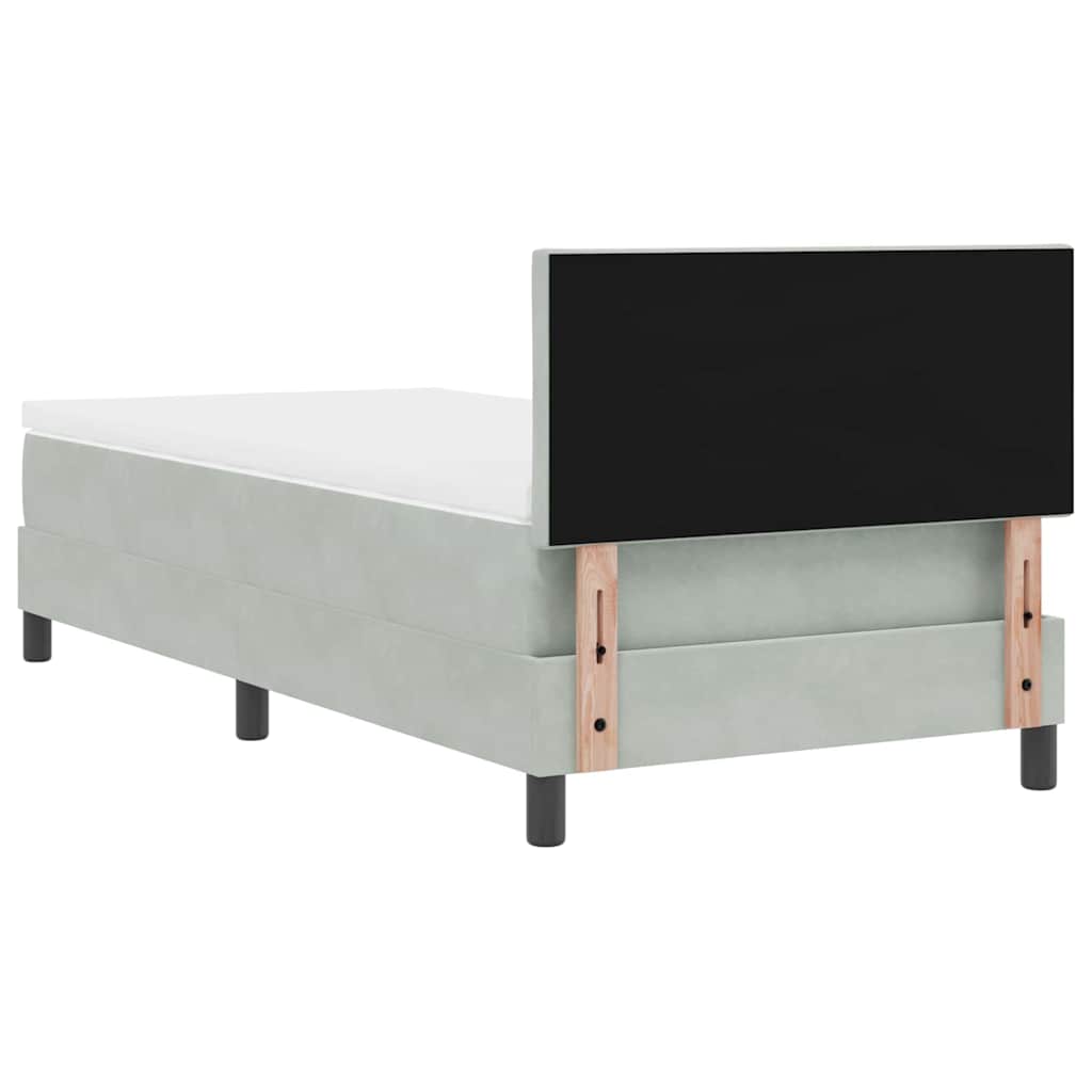 LED Box Spring Krevet Svijetlo siva 90 x 200 cm Baršun