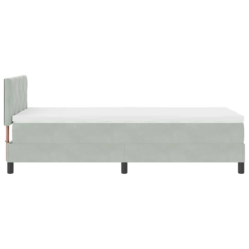 LED Box Spring Krevet Svijetlo siva 90 x 200 cm Baršun