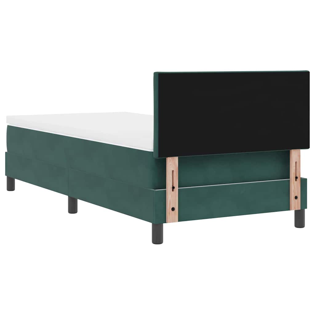 LED Box Spring Krevet s madracem Tamnozelena 90 x 200 cm Baršun