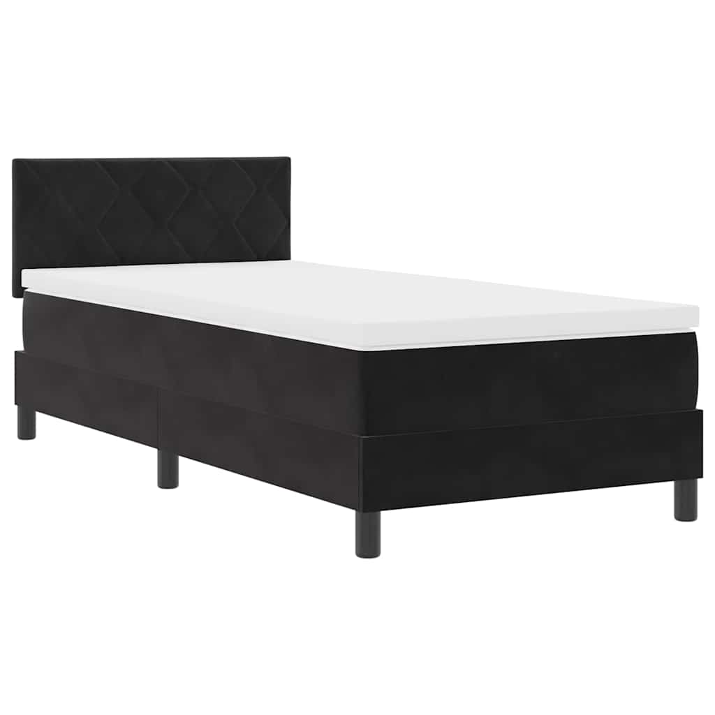 LED Box Spring Krevet s madracem Crna 100 x 200 cm Baršun
