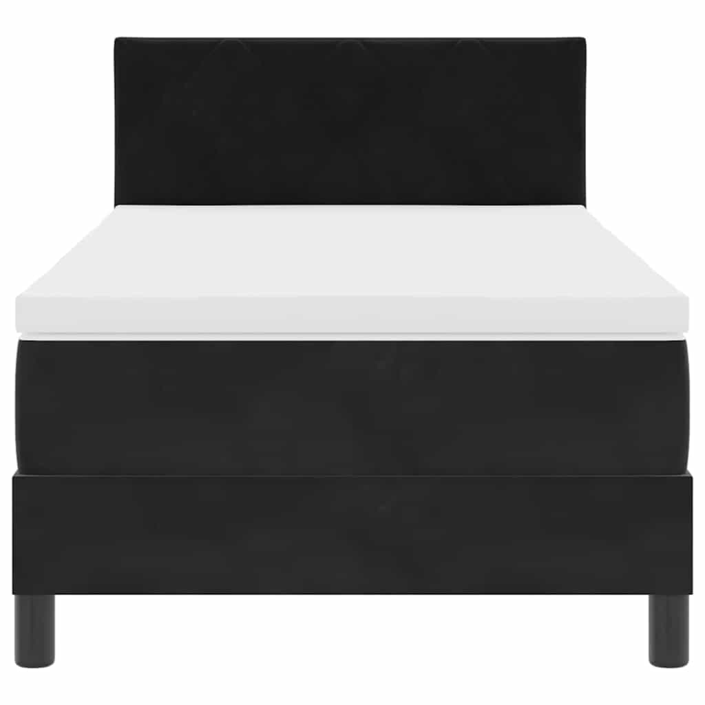 LED Box Spring Krevet s madracem Crna 100 x 200 cm Baršun