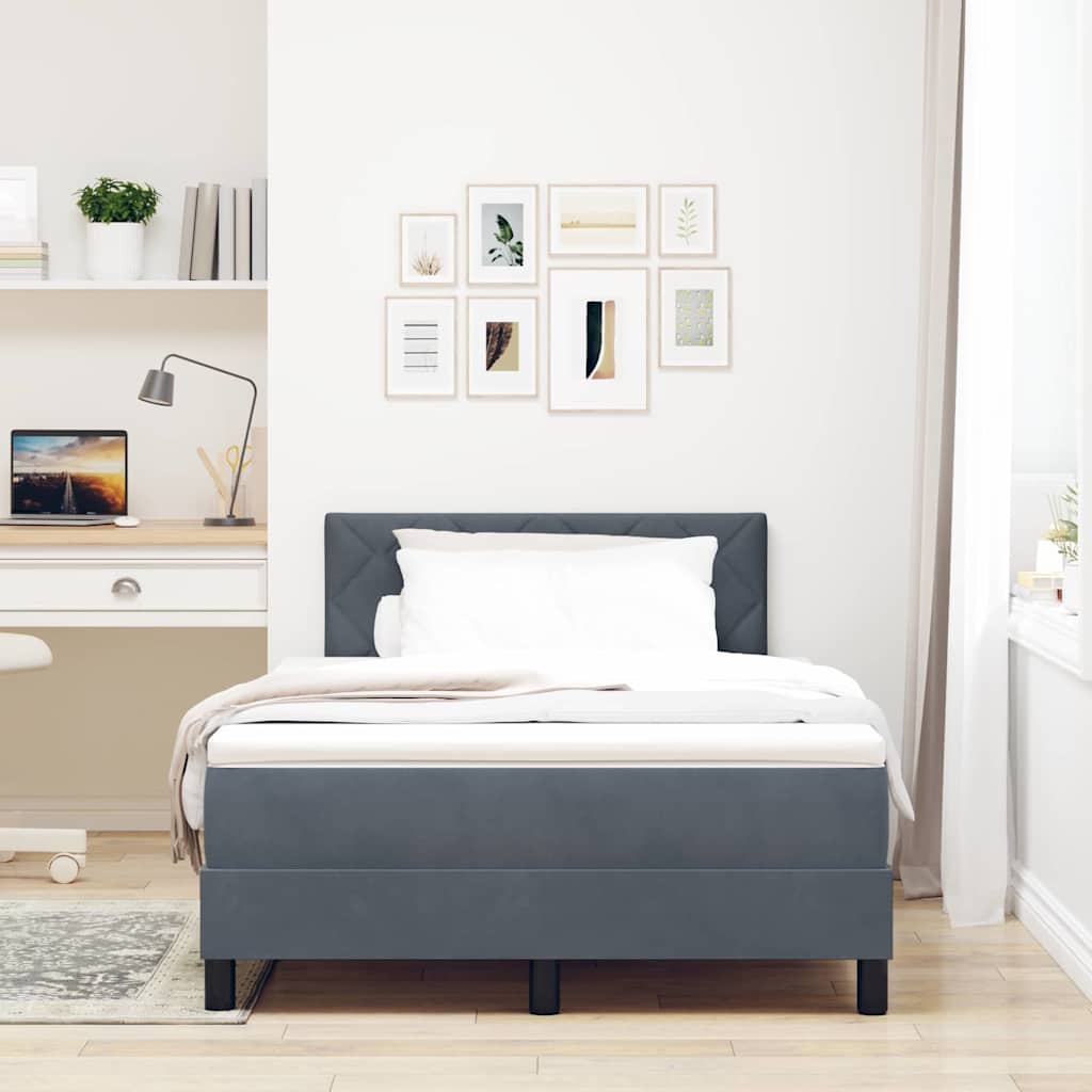 LED Box Spring Krevet s madracem Tamno siva 120 x 190 cm Baršun
