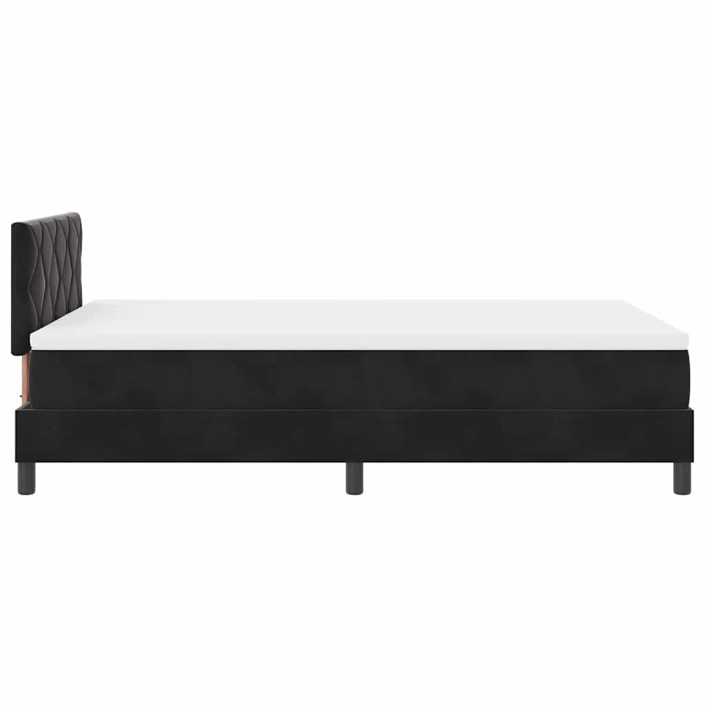 LED Box Spring Krevet s madracem Crna 120 x 190 cm Baršun