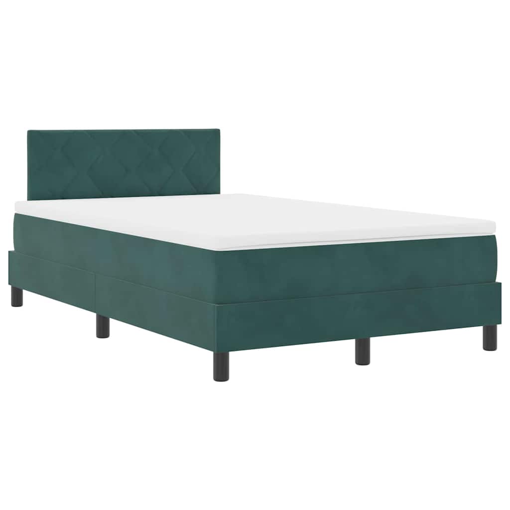 LED Box Spring Krevet Tamnozelena 120 x 190 cm Baršun
