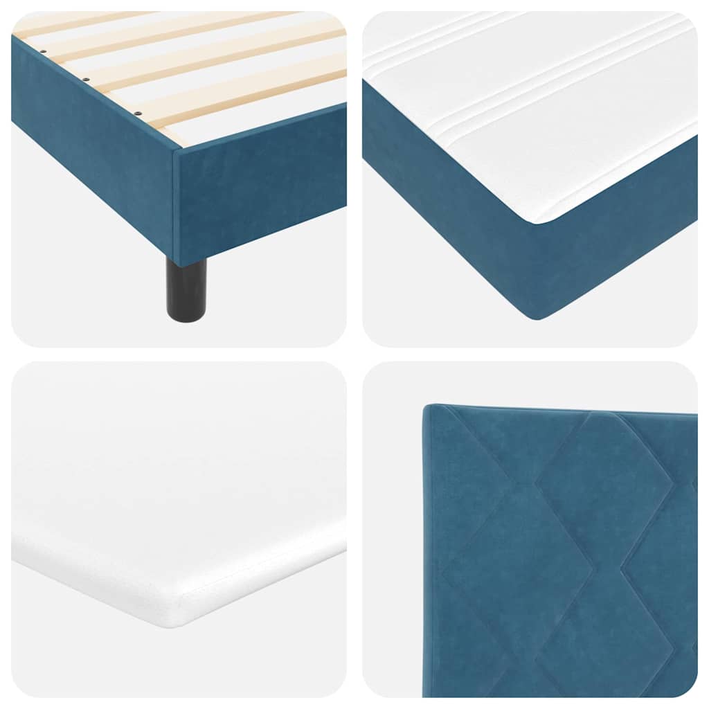 LED Box Spring Krevet Tamno plava 120 x 190 cm Baršun