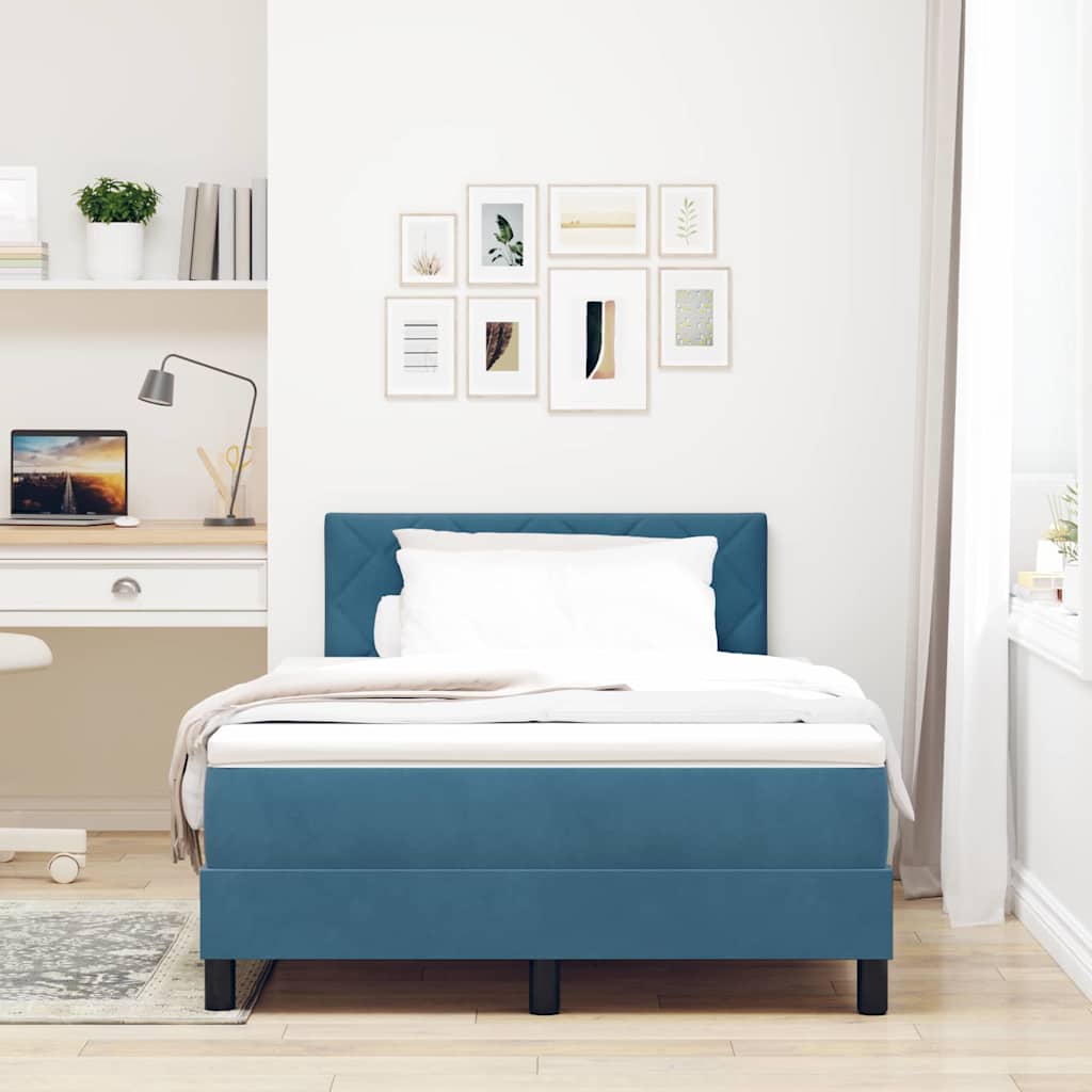 LED Box Spring Krevet Tamno plava 120 x 190 cm Baršun