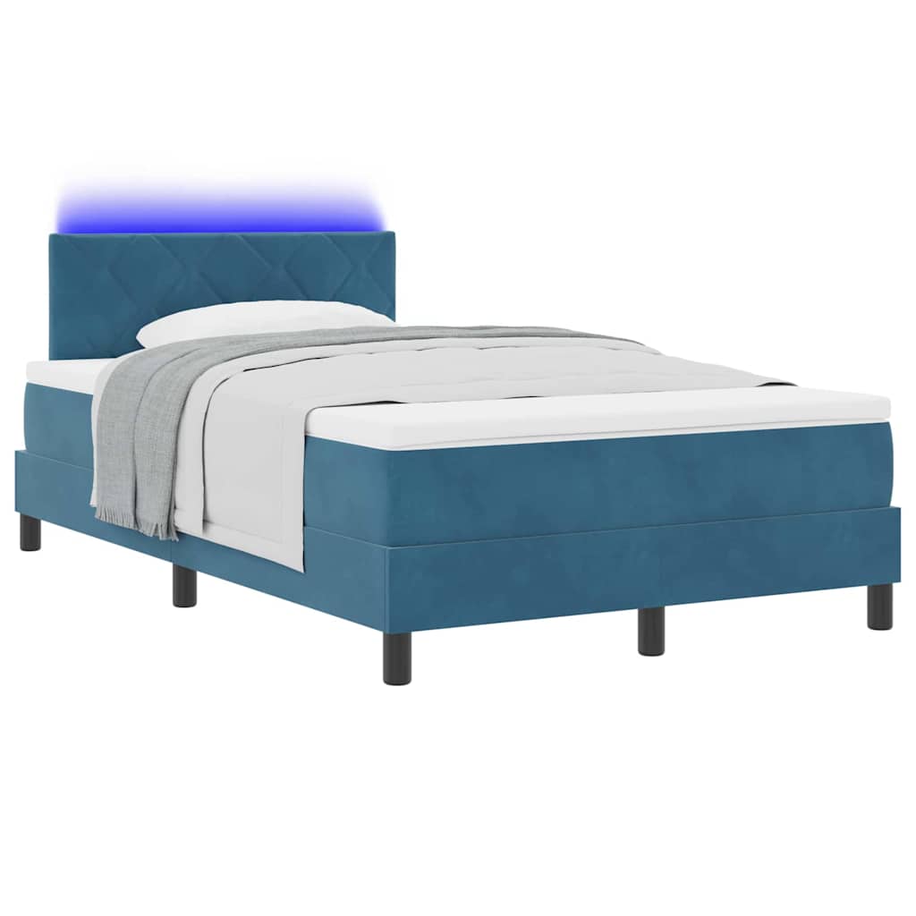 LED Box Spring Krevet Tamno plava 120 x 190 cm Baršun