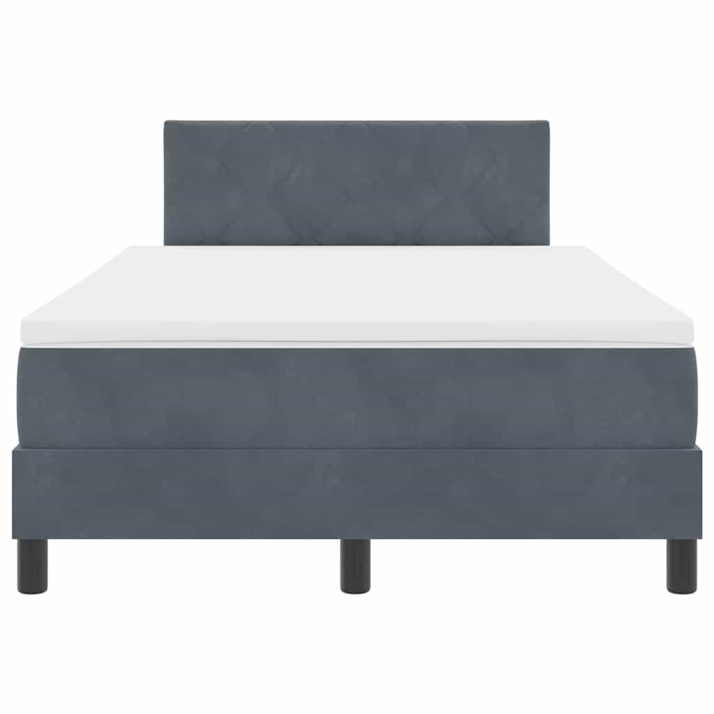 LED Box Spring Krevet s madracem Tamno siva 120 x 200 cm Baršun