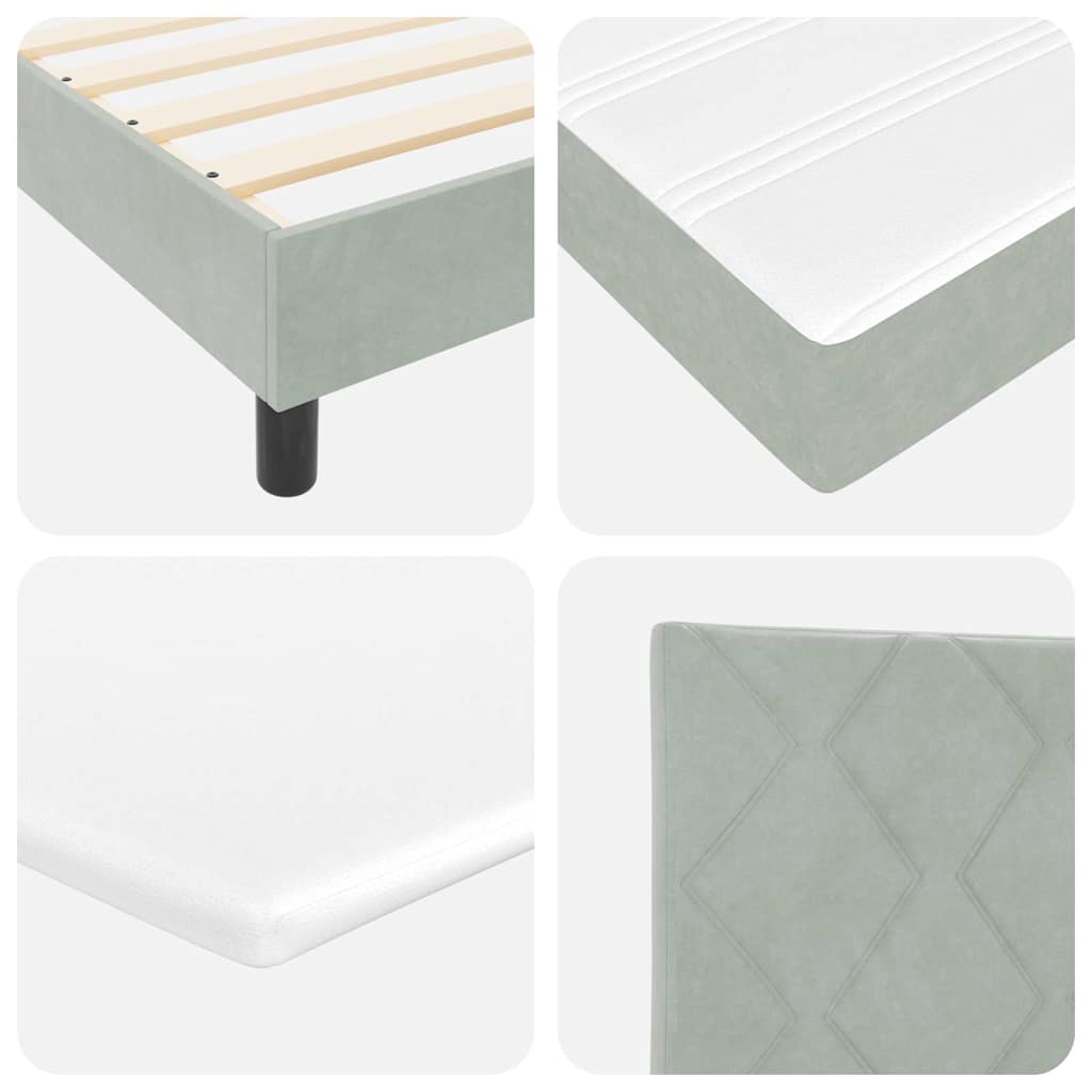 LED Box Spring Krevet Svijetlo siva 140 x 190 cm Baršun