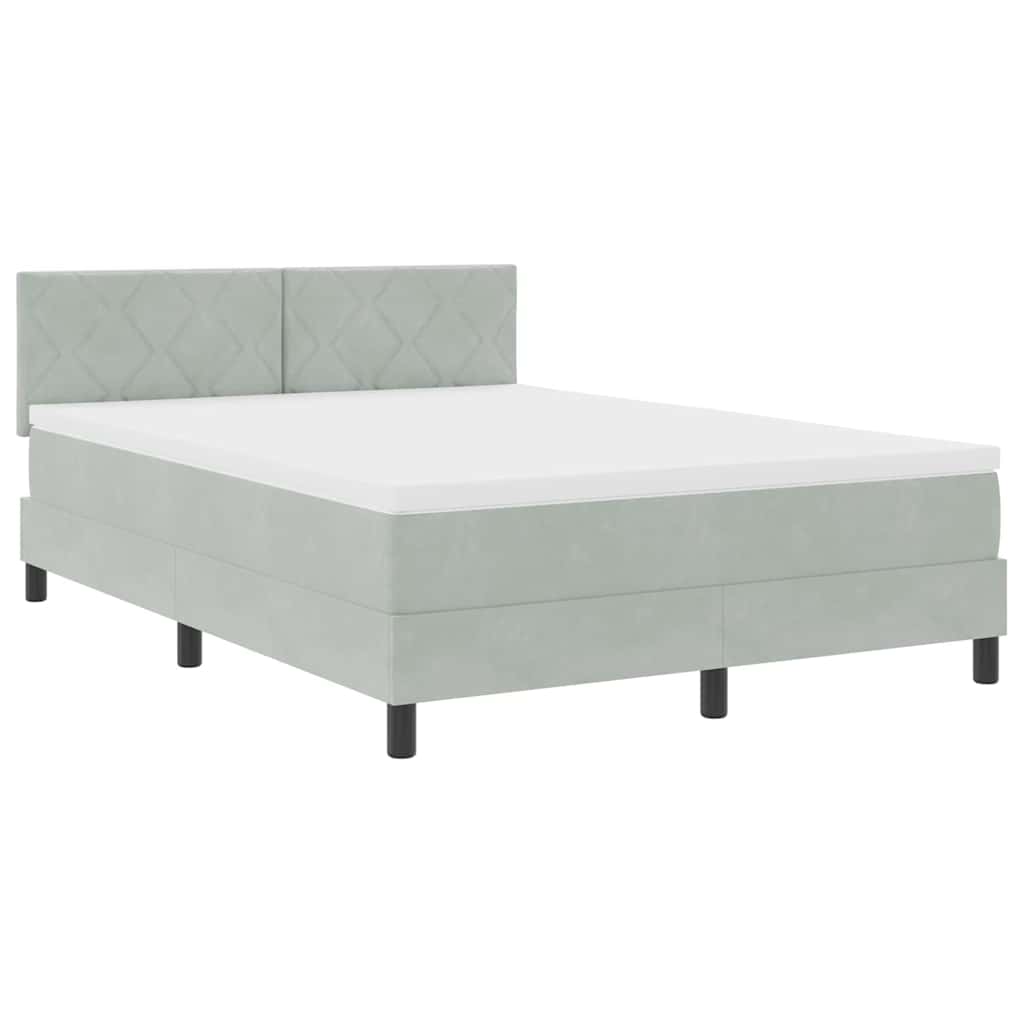 LED Box Spring Krevet Svijetlo siva 140 x 200 cm Baršun