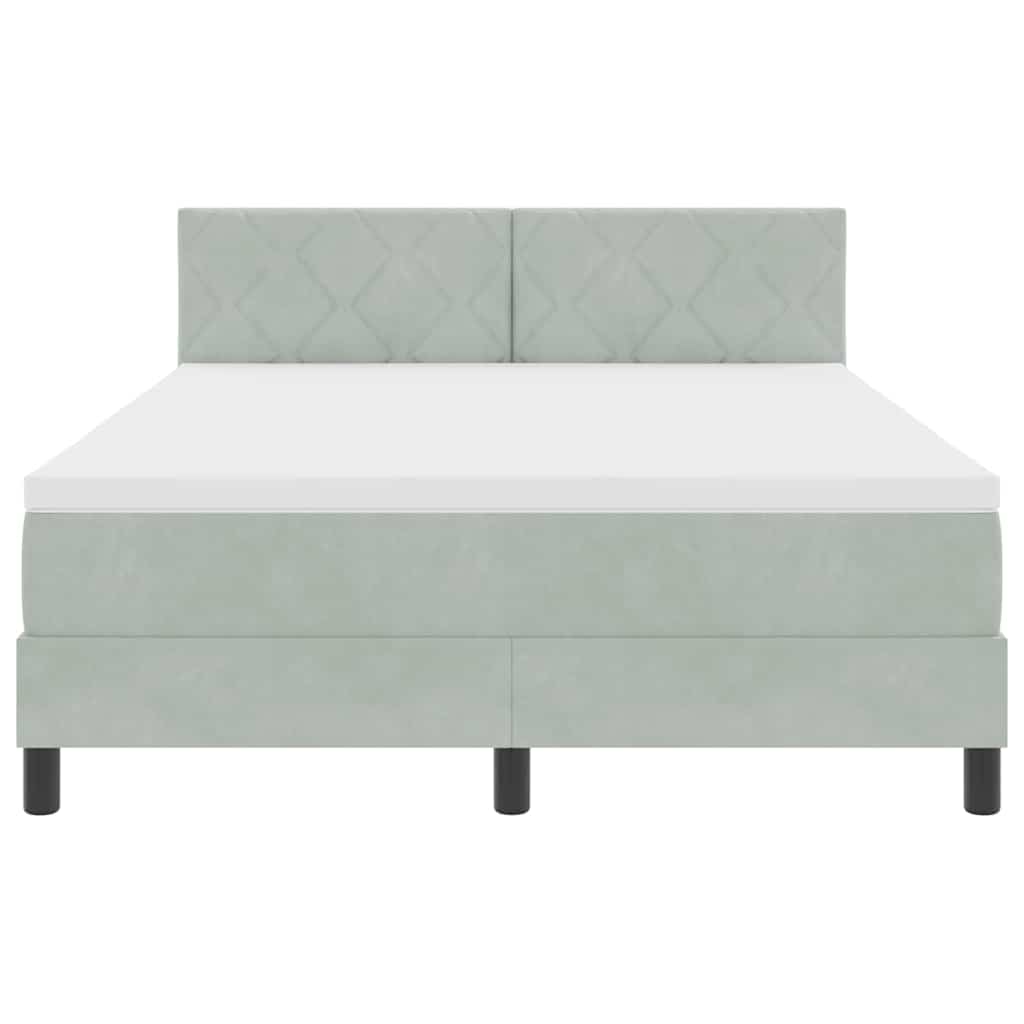 LED Box Spring Krevet Svijetlo siva 140 x 200 cm Baršun