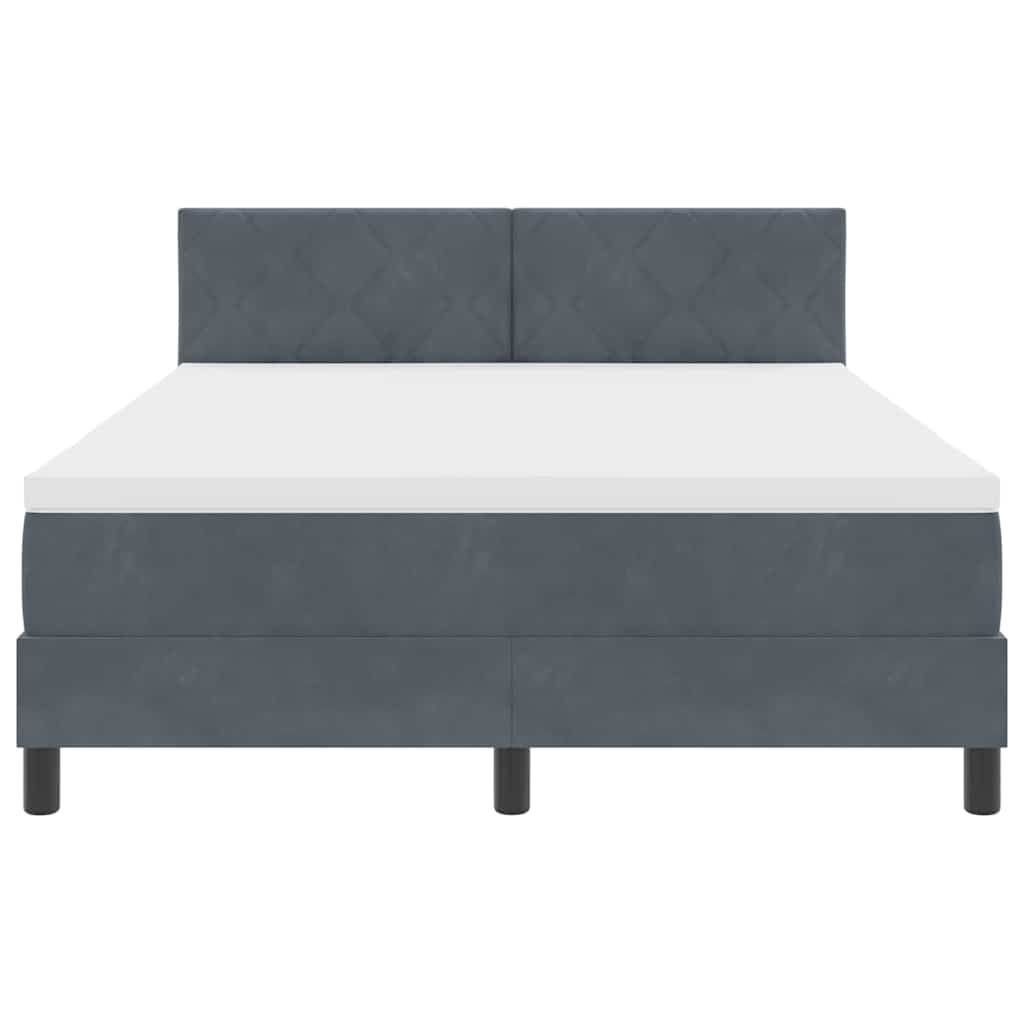 LED Box Spring Krevet Tamno siva 140 x 200 cm Baršun