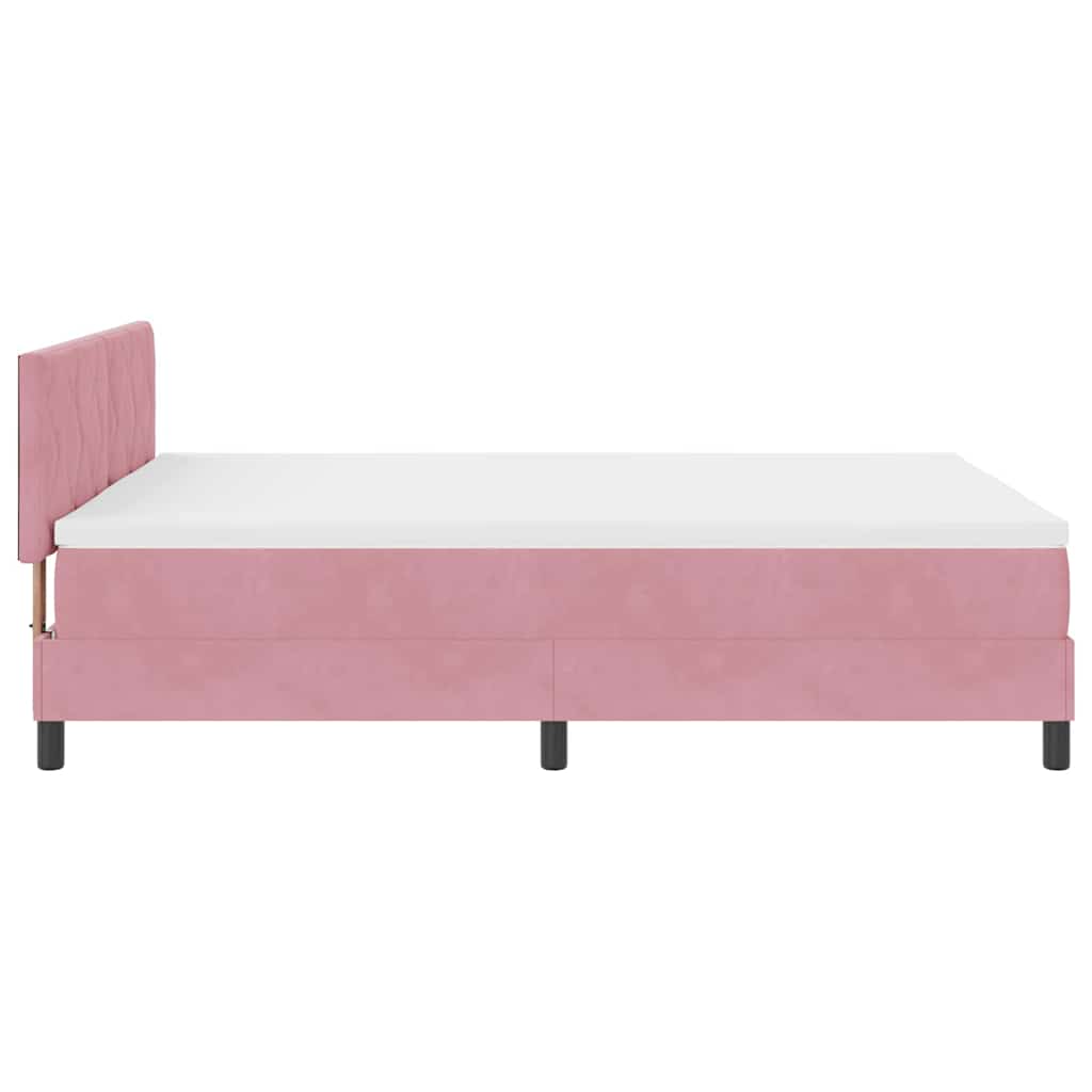 LED Box Spring Krevet Ružičasta 160 x 200 cm Baršun