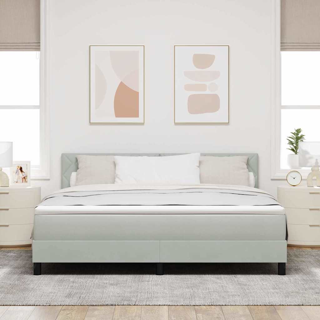 LED Box Spring Krevet Svijetlo siva 180 x 200 cm Baršun