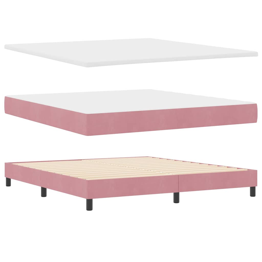 LED Box Spring Krevet s madracem Ružičasta 180 x 200 cm Baršun