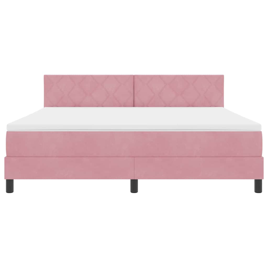 LED Box Spring Krevet s madracem Ružičasta 180 x 200 cm Baršun