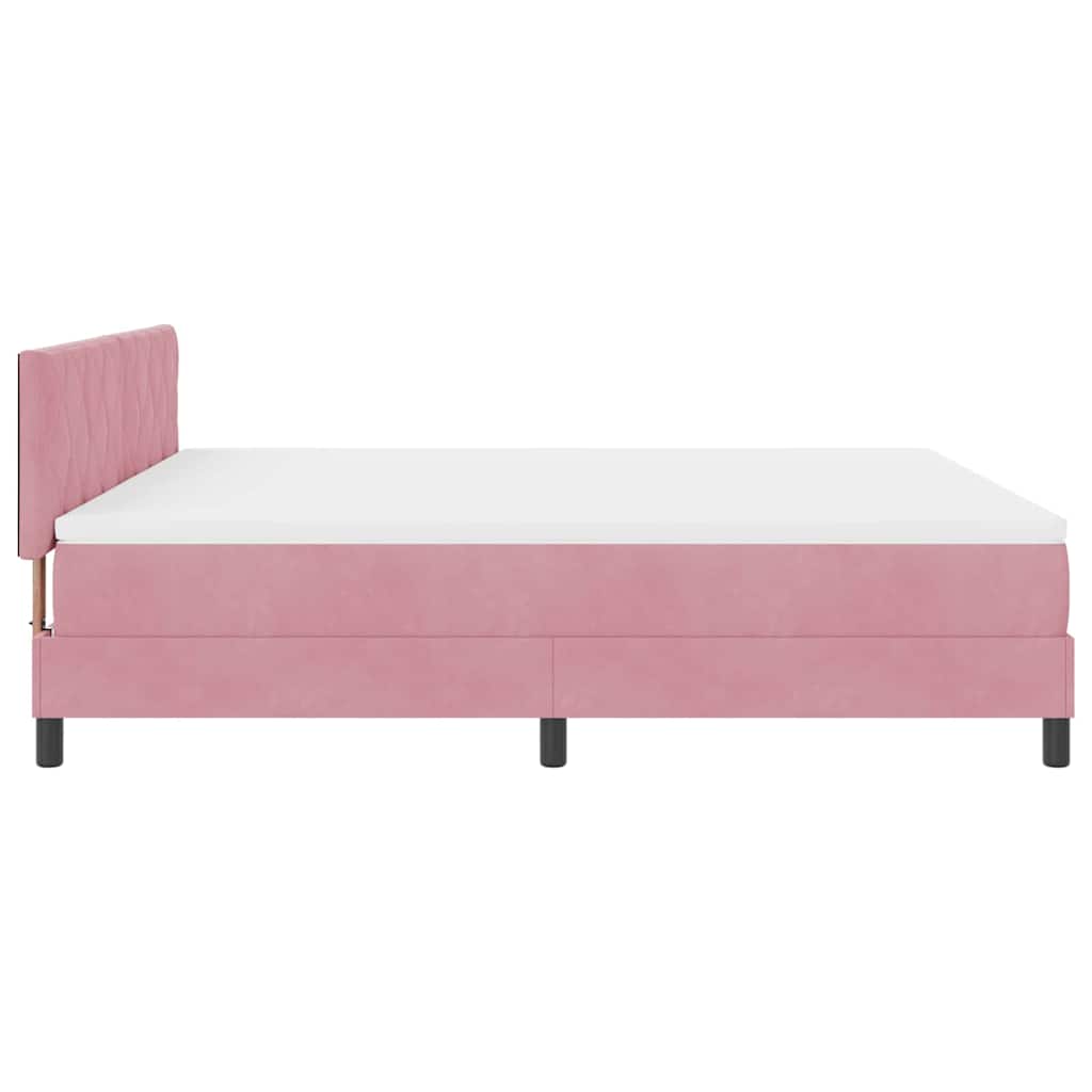 LED Box Spring Krevet s madracem Ružičasta 180 x 200 cm Baršun