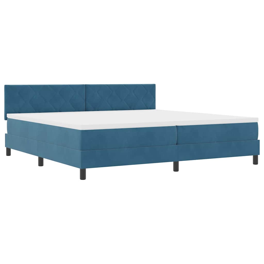 LED Box Spring Krevet Tamno plava 200 x 200 cm Baršun