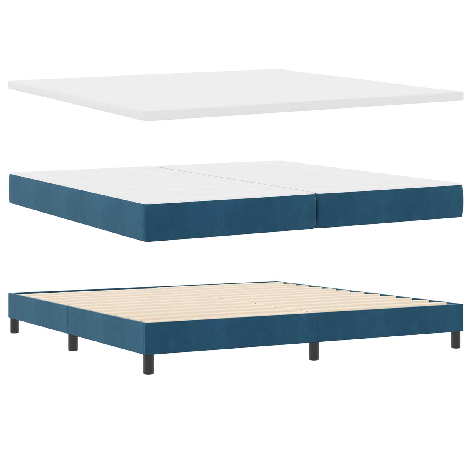 LED Box Spring Krevet Tamno plava 200 x 200 cm Baršun