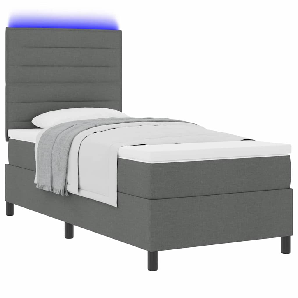 Krevet s opruga kutije Tamno siva 90 x 190 cm tkanina