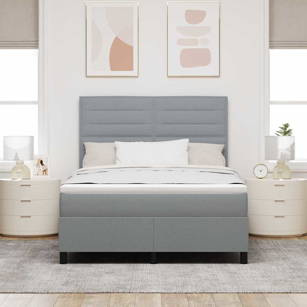 Krevet s opruga kutije Svjetlosiva 140 x 190 cm tkanina