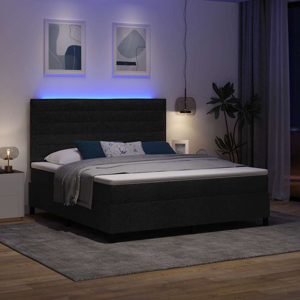 Krevet s opruga kutije s madracem Crna 180 x 200 cm tkanina