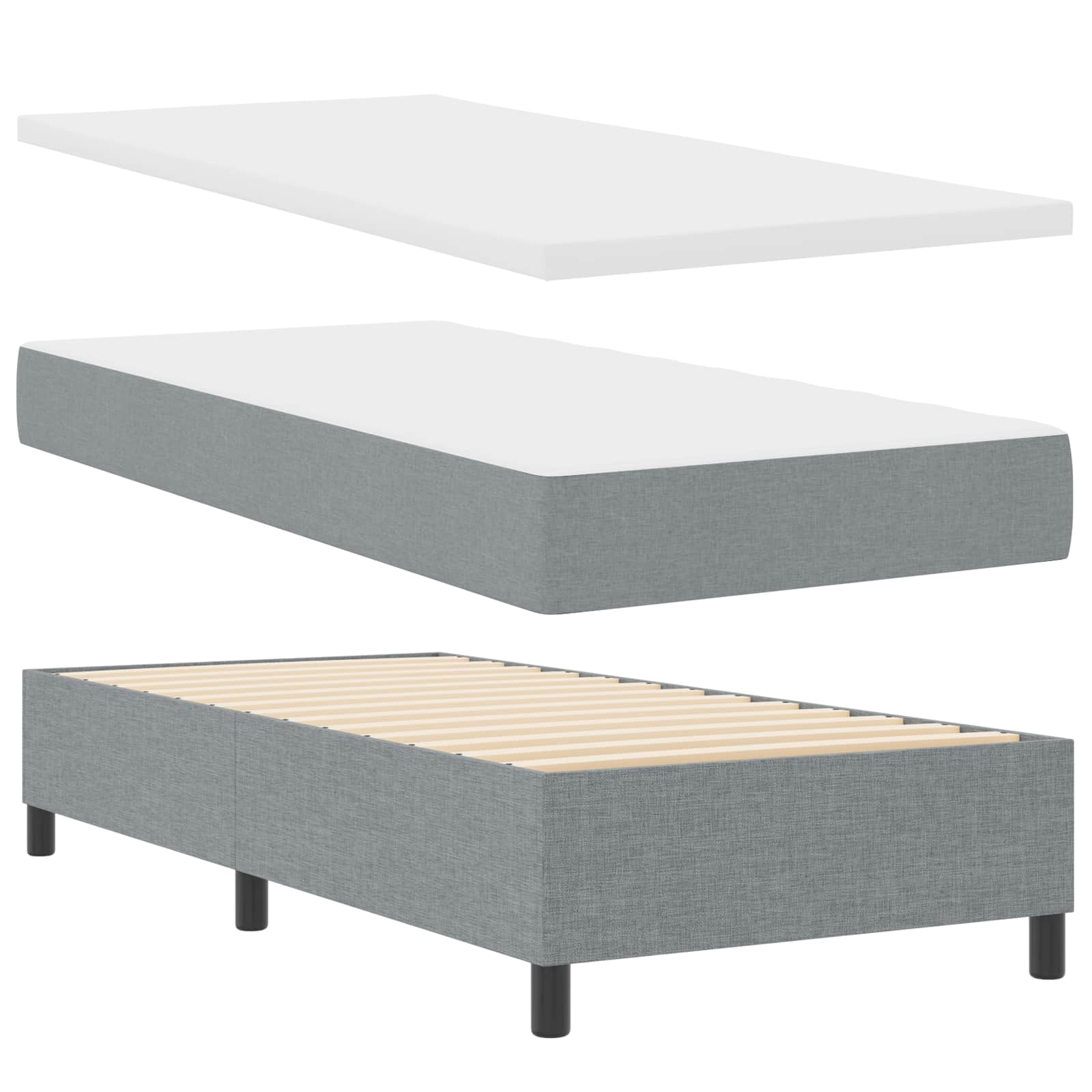Krevet s opruga kutije Svjetlosiva 90 x 200 cm tkanina