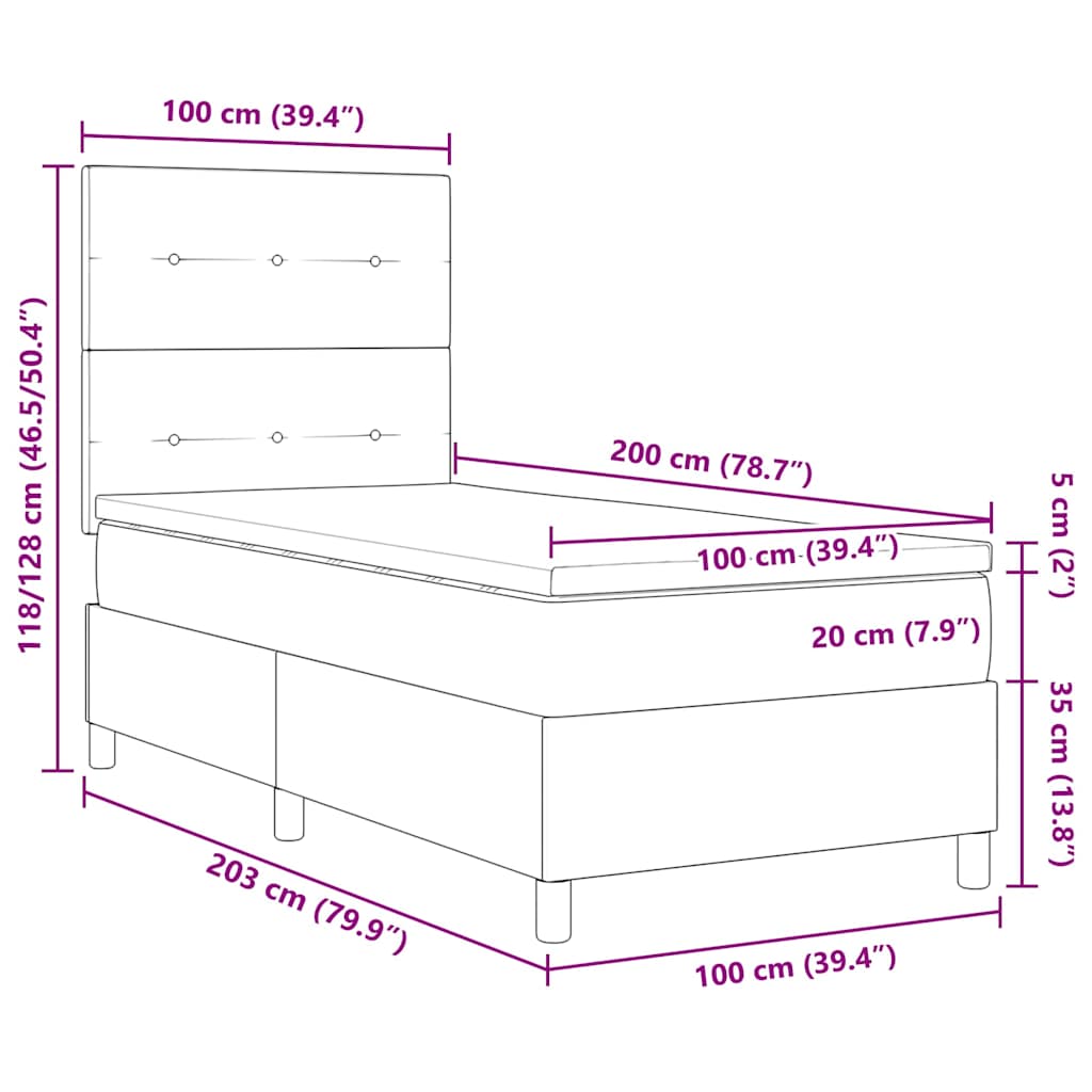 Krevet s opruga kutije Sivo-smeđa 100 x 200 cm tkanina