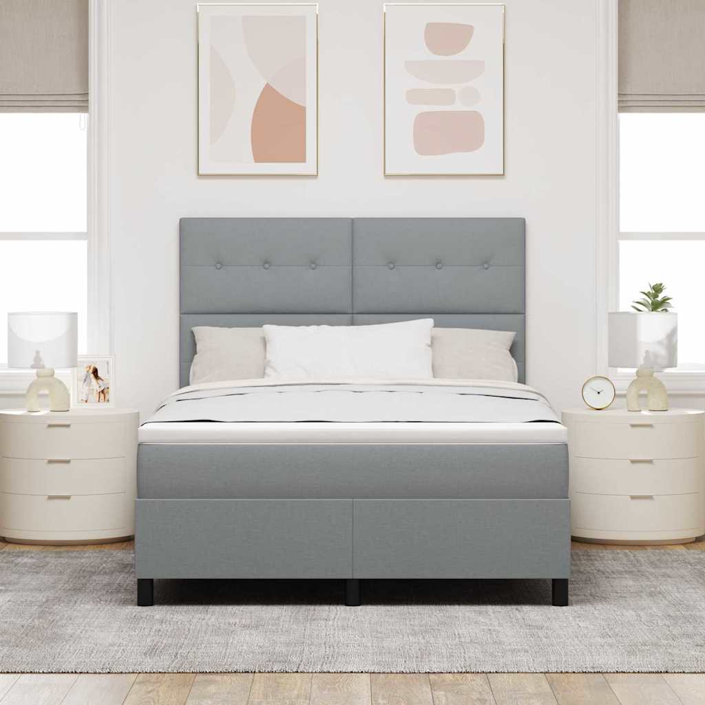 Krevet s opruga kutije Svjetlosiva 140 x 190 cm tkanina