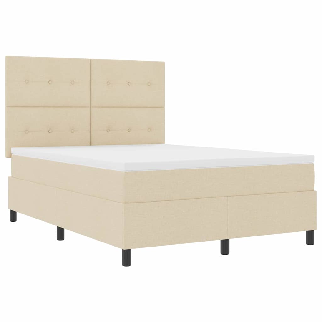 Krevet s opruga kutije s LED trakama Krema 160 x 200 cm tkanina