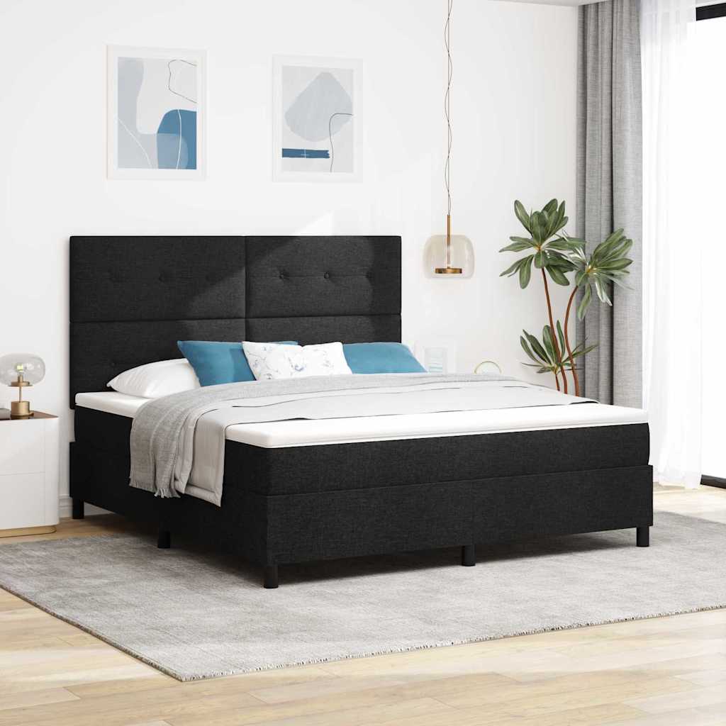 Krevet s opruga kutije s madracem Crna 180 x 200 cm tkanina
