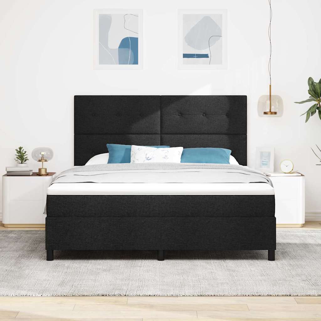 Krevet s opruga kutije s LED trakama Crna 180 x 200 cm tkanina