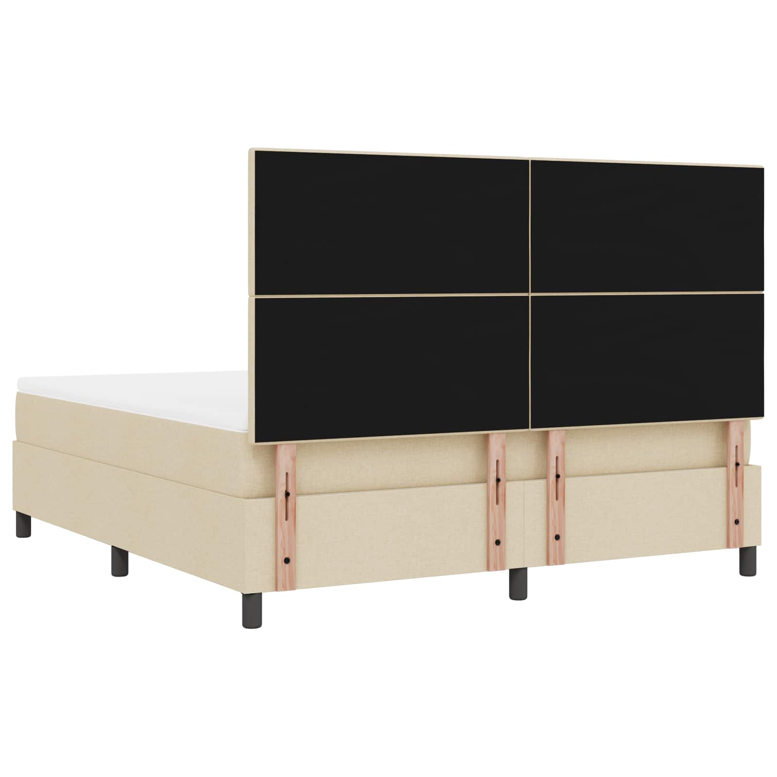 Krevet s opruga kutije s LED trakama Krema 180 x 200 cm tkanina