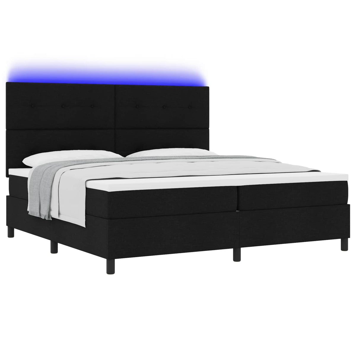 Krevet s opruga kutije s LED trakama Crna 200 x 200 cm tkanina