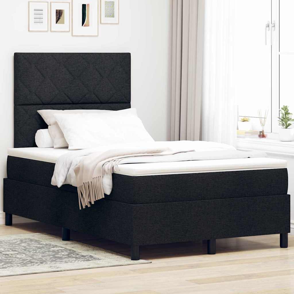 Krevet s opruga kutije s LED trakama Crna 120 x 200 cm tkanina