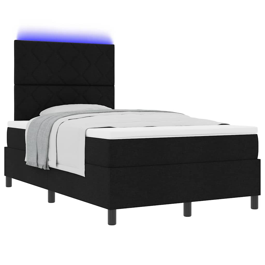 Krevet s opruga kutije s LED trakama Crna 120 x 200 cm tkanina
