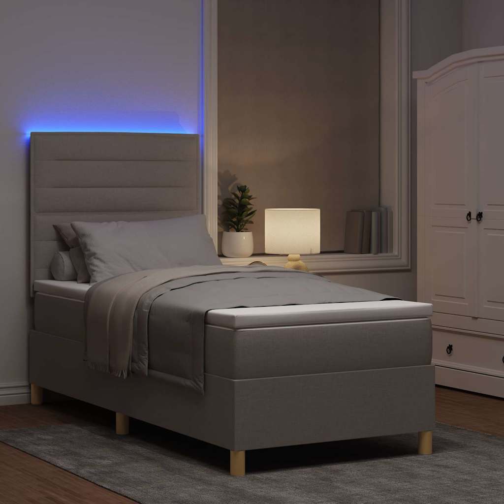 LED Box Spring Krevet Sivo-smeđa 80 x 200 cm tkanina