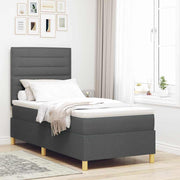 LED Box Spring Krevet s madracem Tamno siva 90 x 190 cm tkanina